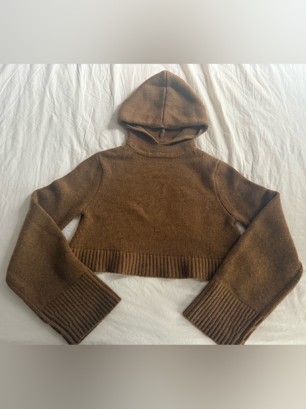 Khaite Brown Cashmere Hooded Cropped Sweater